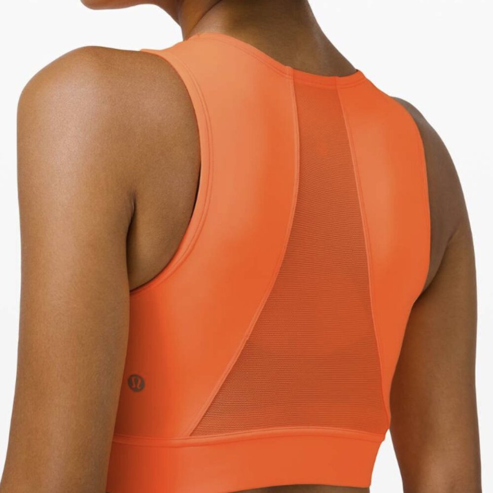 lululemon hotty hot crop tank size 4 neon orange
